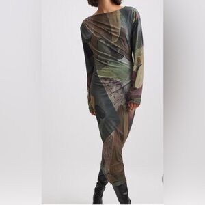 NA-KD Art Collection open back long sleeve draped dress
